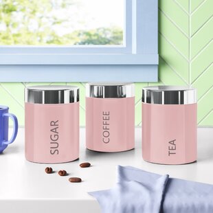 Pink storage sales jars tea coffee